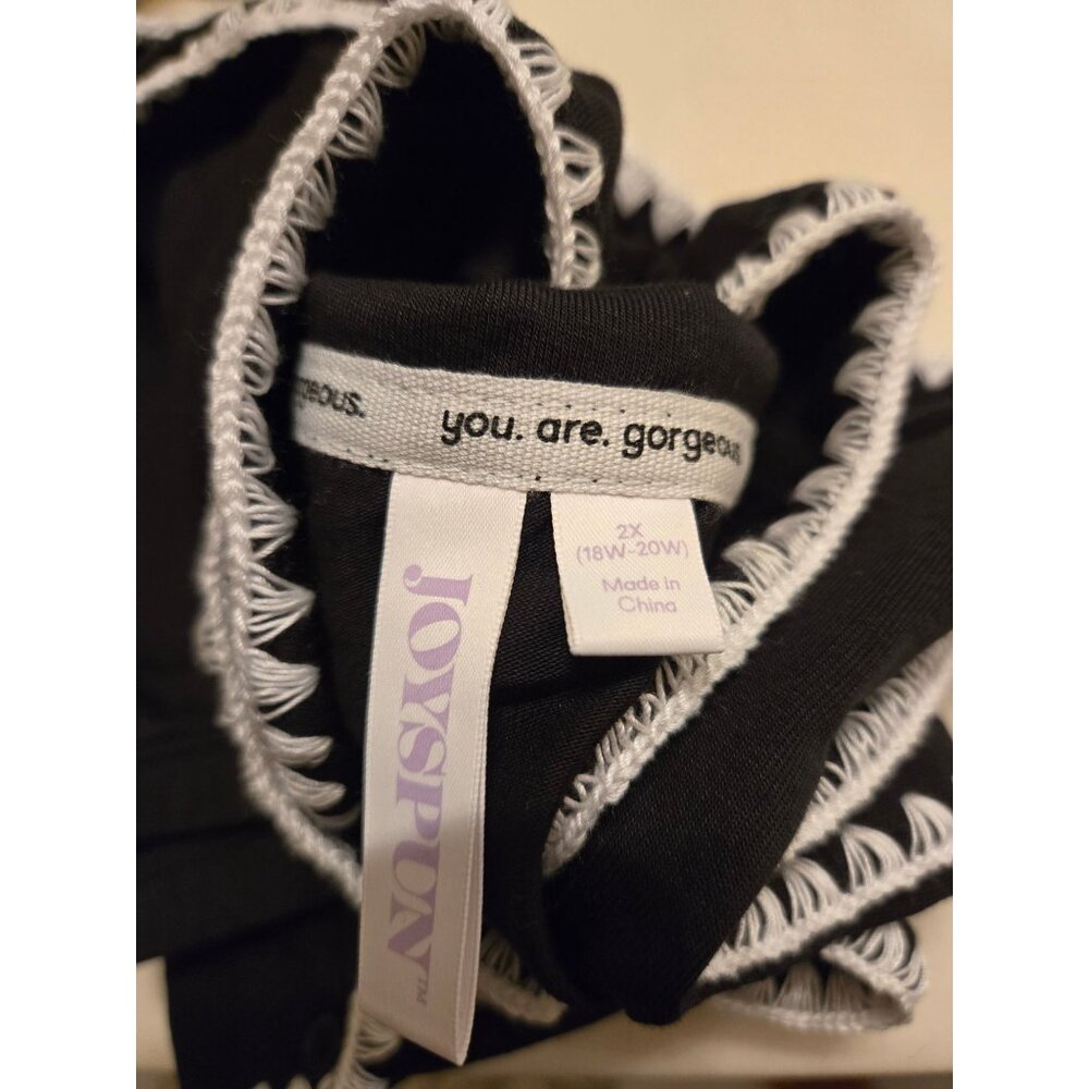 NWT Women’s Short Sleeve Notch Black Pajama Set – Plus Size 2X (18W-20W) - Picture 6 of 6